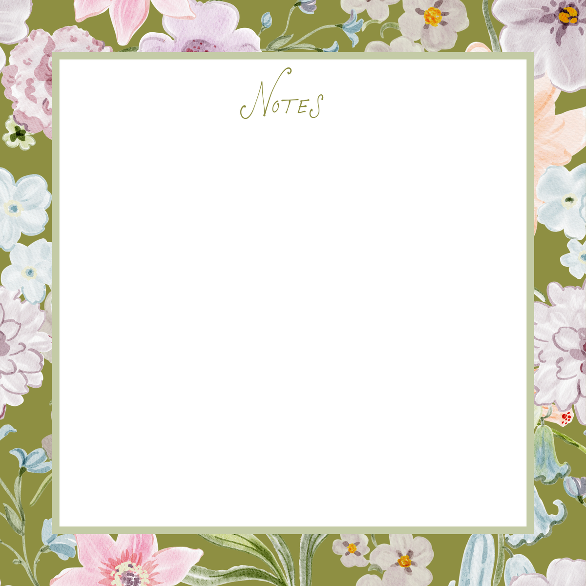 Green Floral Notepad