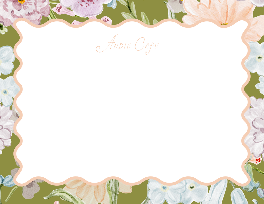 Green Floral Notecard