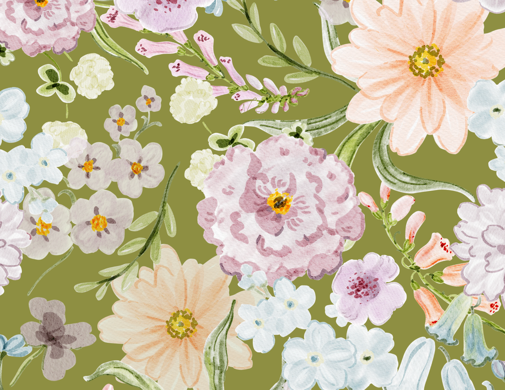 Green Floral Notecard