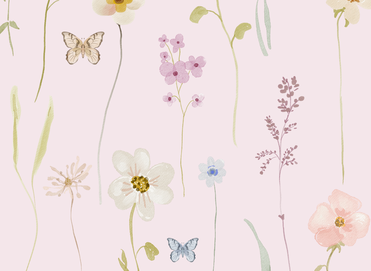 Pink Floral Butterfly Notecard